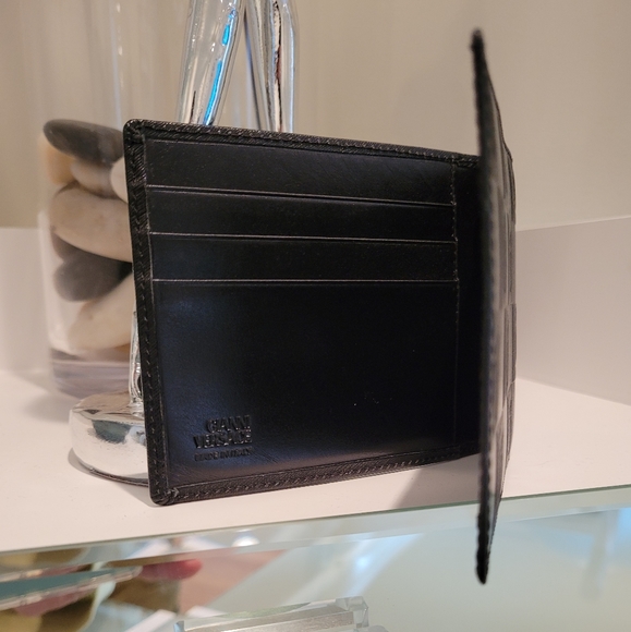 GIANNI VERSACE MEN'S MONEY CLIP 100 ITALIAN LEATHER, MADE IN ITALY - Picture 2 of 9